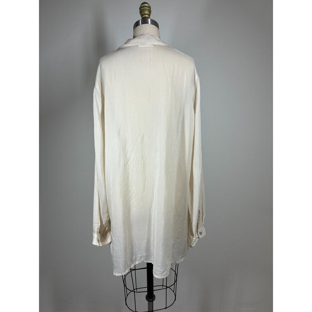 J Jill Uncommon Threads Semi Sheer Crinkled Blouse Tunic Top Large Beige Fairy - Picture 7 of 16
